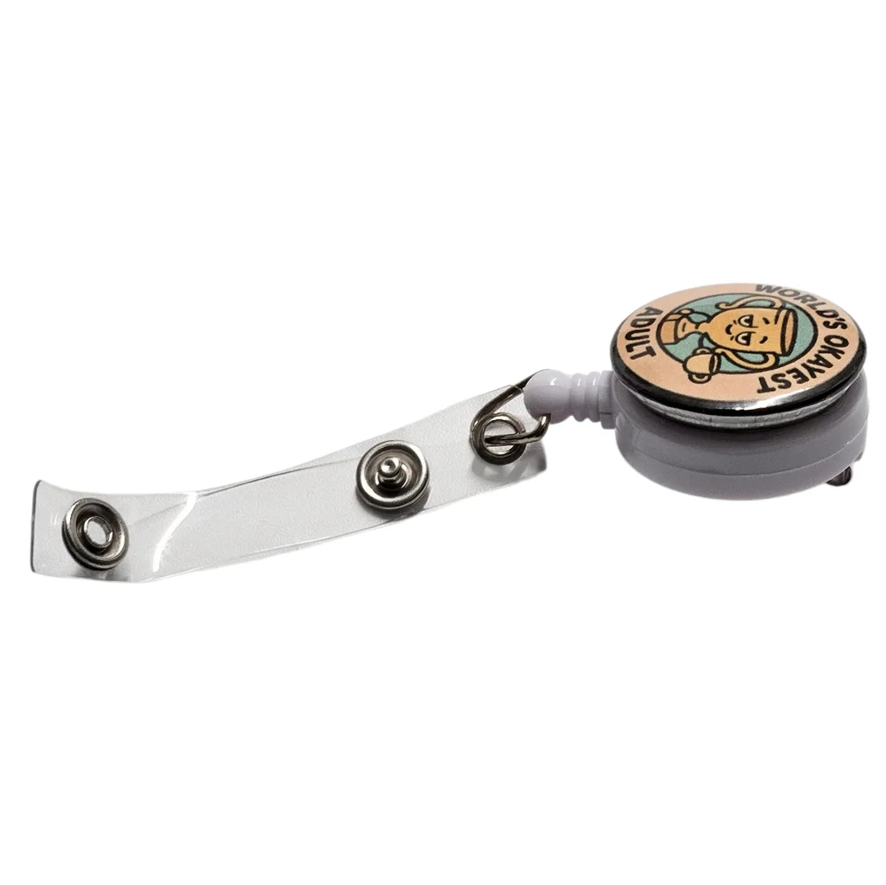 Handmade “World’s Okayest Adult” Badge Reel – Retractable ID Holder
